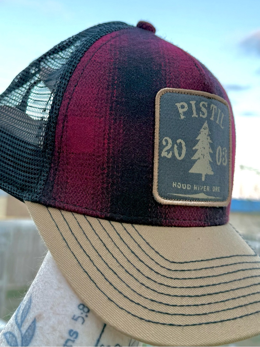 Pistil Burnside Plaid Trucker Cap with Tan Brim